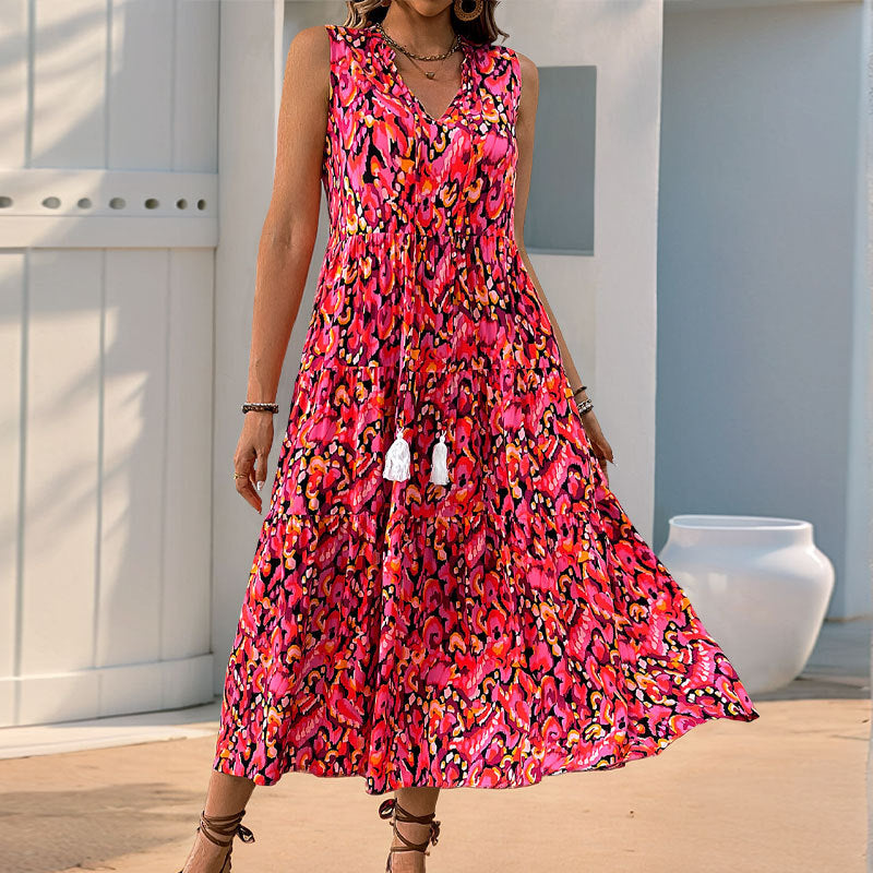 Long Abstract-print Dress For Your Vacation