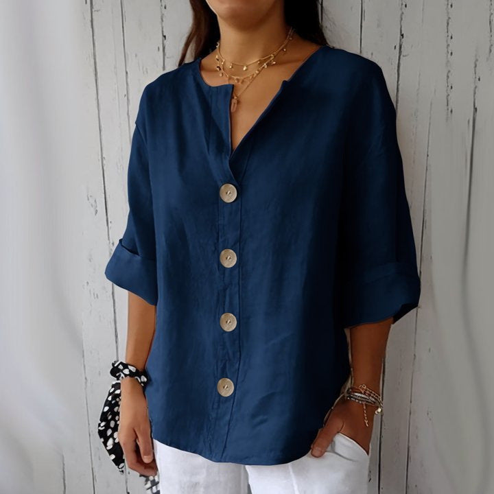 V-neck Pullover Shirt Fashion Casual Long-sleeved Top Women's Clothing