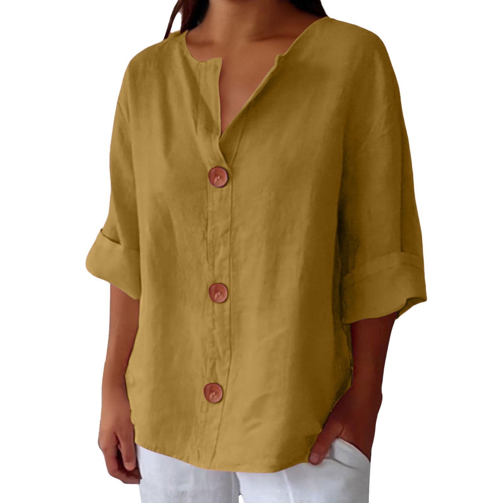 V-neck Pullover Shirt Fashion Casual Long-sleeved Top Women's Clothing