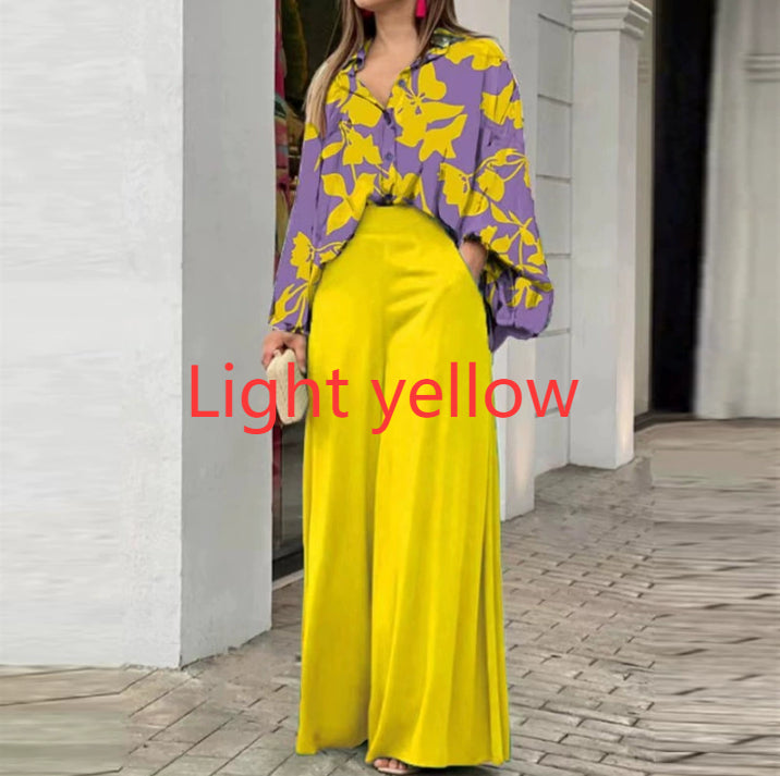 Fashionable Printed Wide-leg Pants