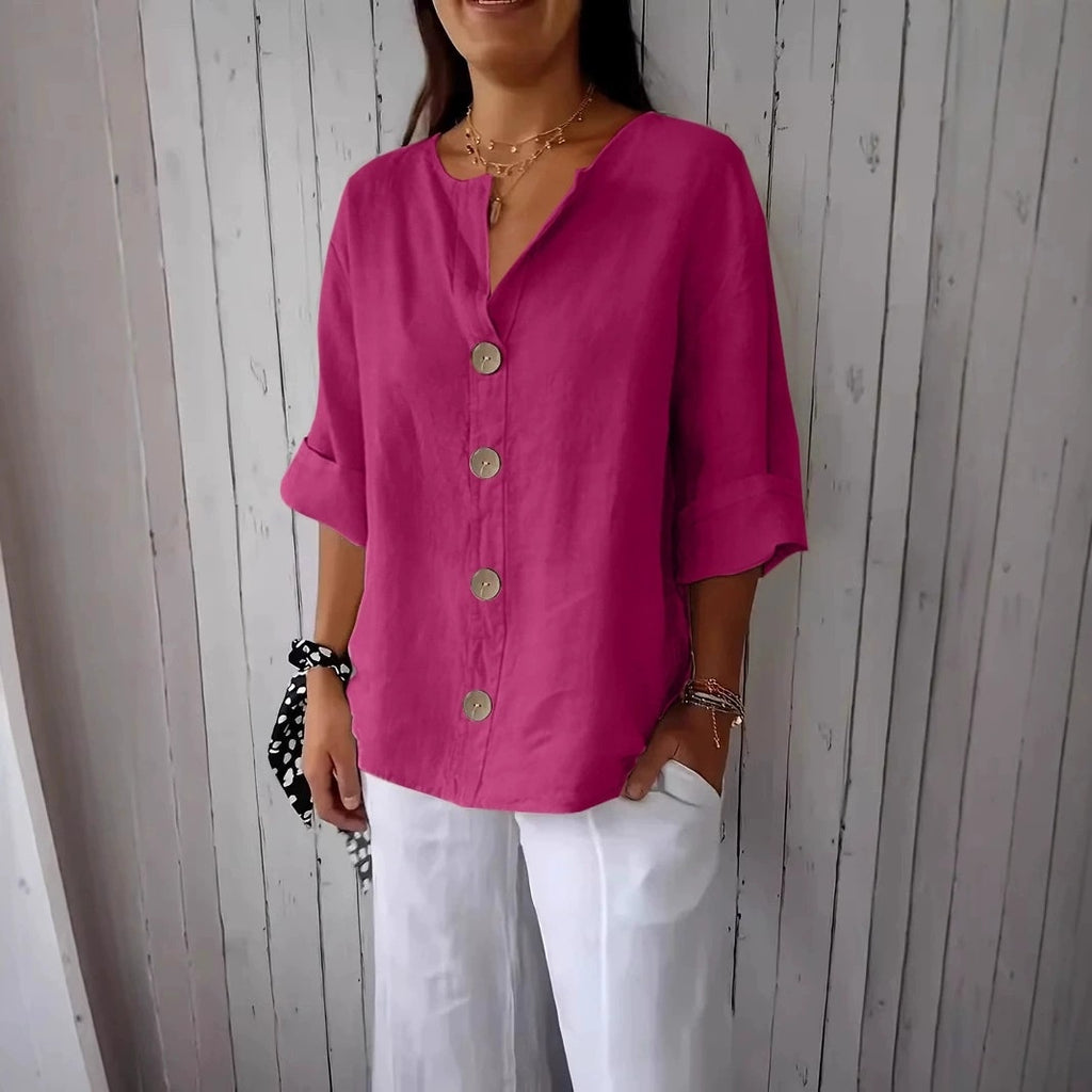 V-neck Pullover Shirt Fashion Casual Long-sleeved Top Women's Clothing