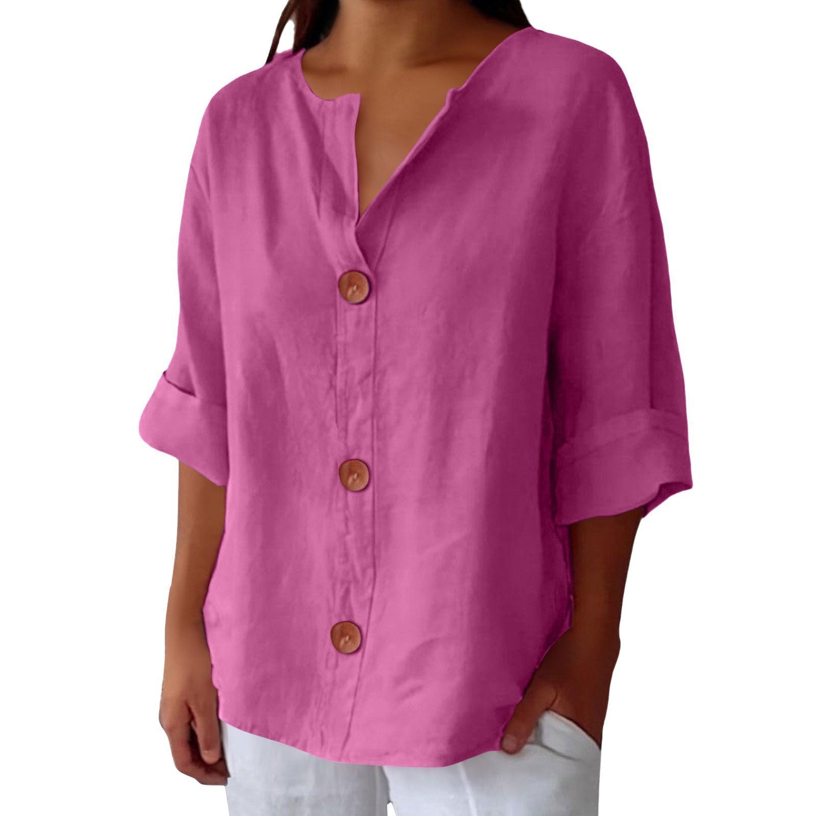 V-neck Pullover Shirt Fashion Casual Long-sleeved Top Women's Clothing